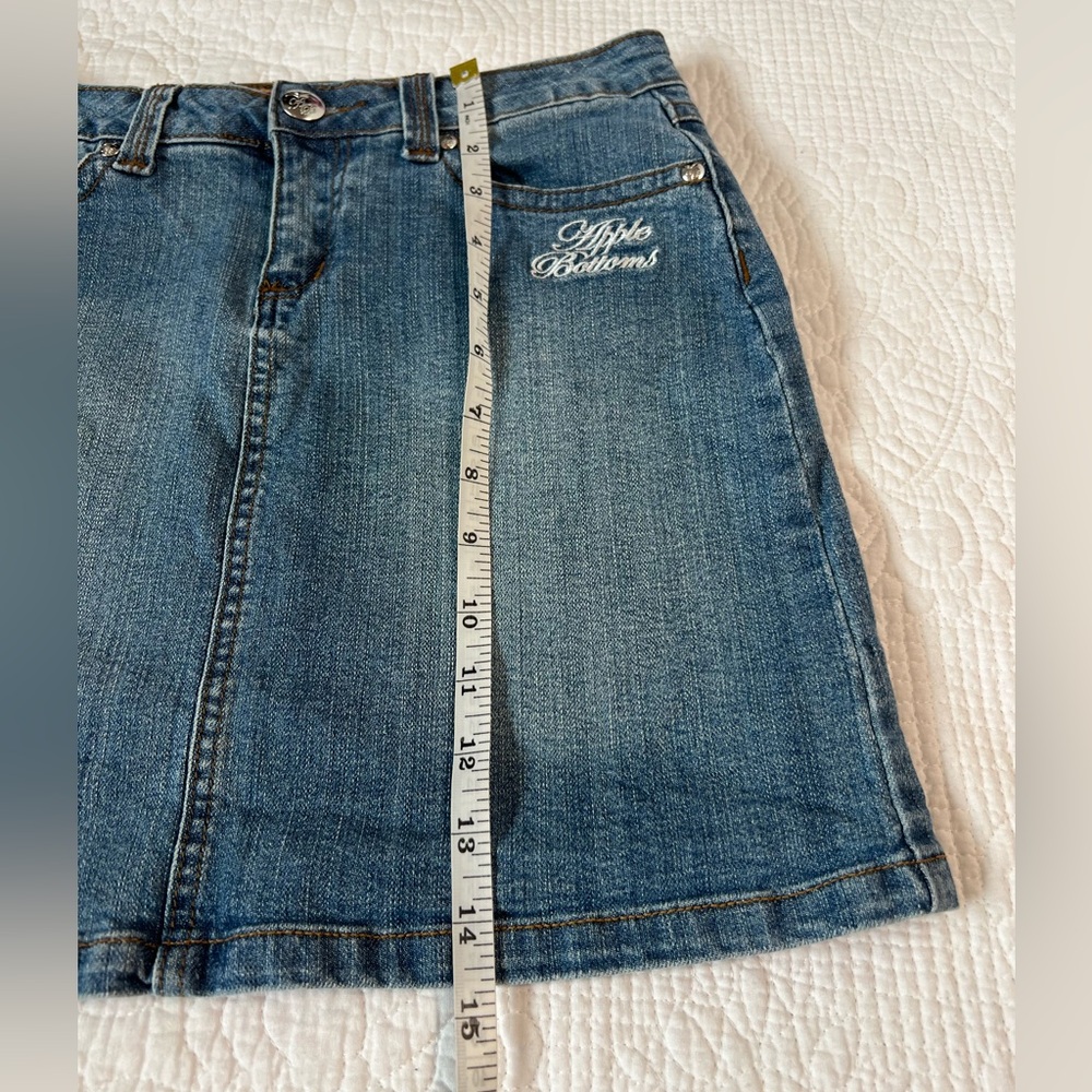 Vintage Y2K Apple Bottoms Rhinestone Denim Mini Skirt - Picture 11 of 12